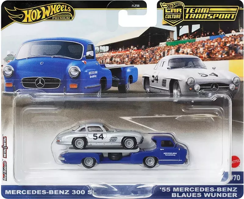 Hot Wheels - Team Transport '55 Mercedes-Benz Blaues Wunder & Mercedes-Benz 300 SL